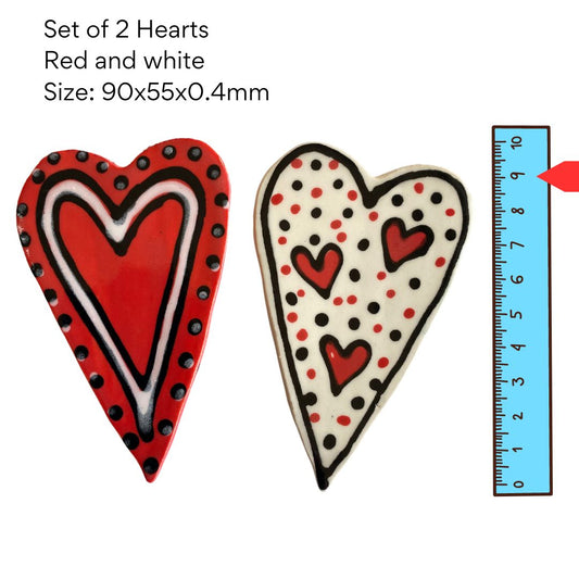 Hearts B - set of 2 pottery hearts (95x65mm)