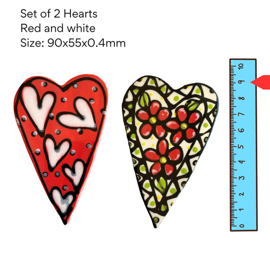 Hearts C - set of 2 pottery hearts (95x65mm)