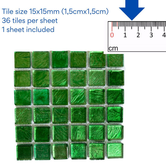 Mosaic Tiles - Single Sheet Green Gold Leaf 15x15mm