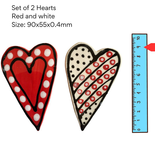 Hearts D - set of 2 pottery hearts (95x65mm)