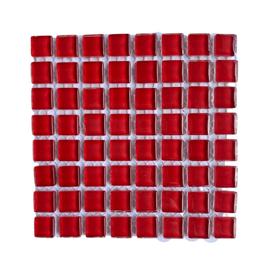 Mosaic Tiles - Single Sheet Red Glass 10x10mm