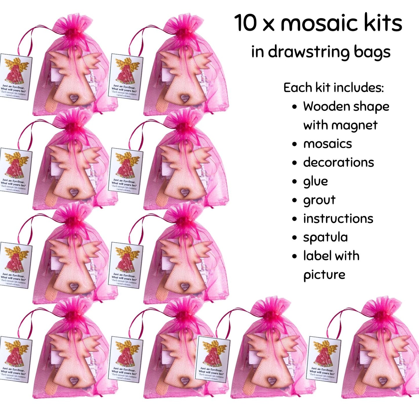 Mosaic Craft Kit with Magnet - Pink Angel (Small)