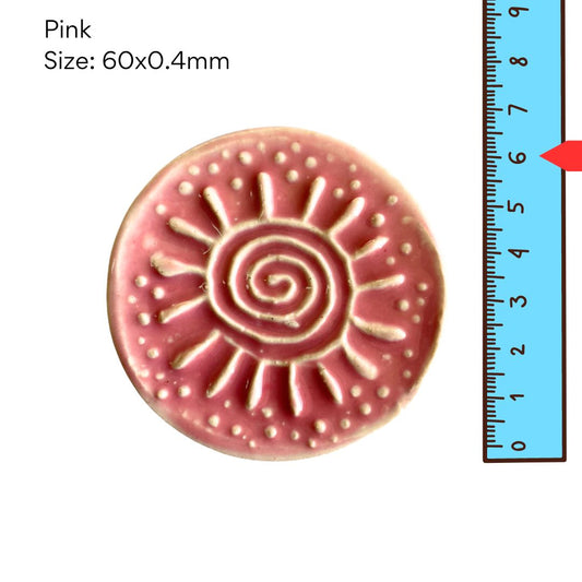 Round Textured Tile - Pink (60mm)