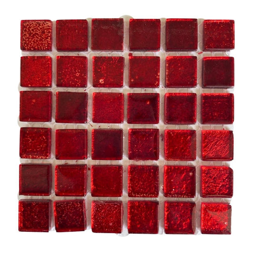 Mosaic Tiles - Single Sheet Red Gold Leaf 15x15mm