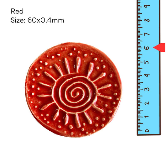 Round Textured Tile - Red (60mm)