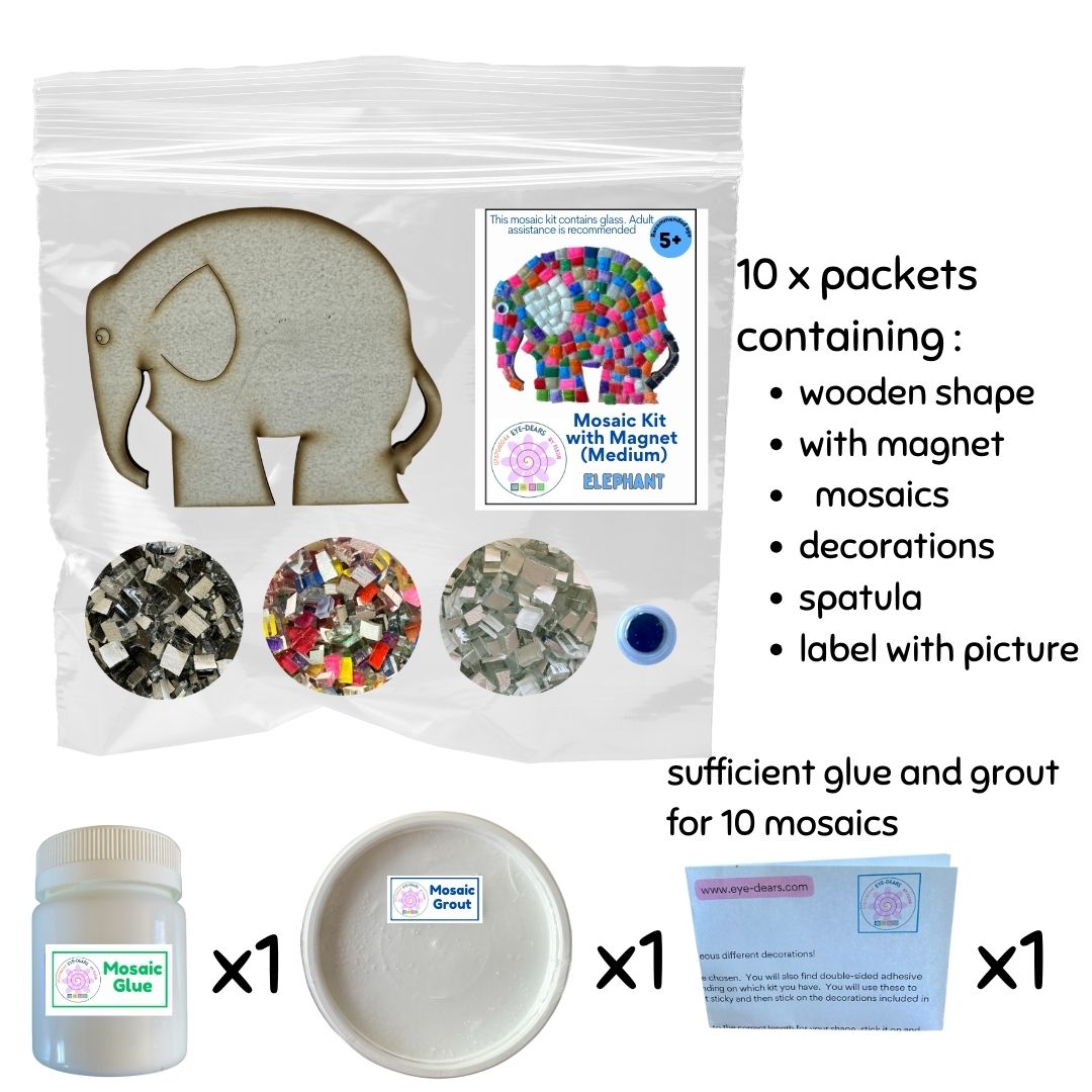 Mosaic Craft Kit with Magnet - Elephant  (Medium)