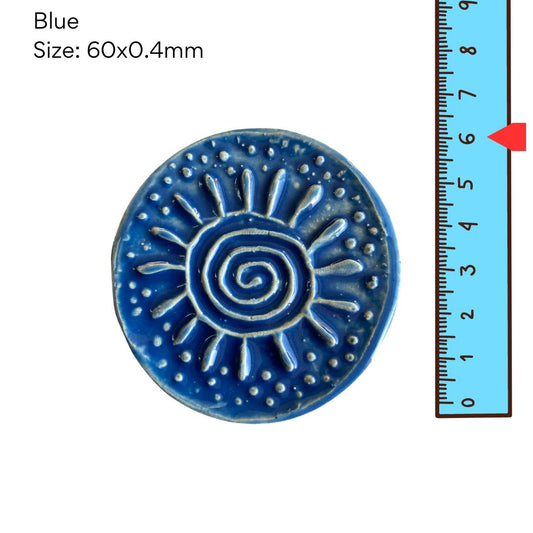 Round Textured Tile - Blue (60mm)