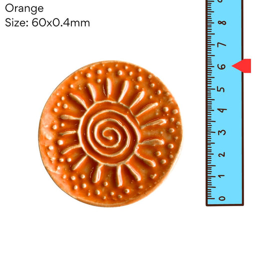 Round Textured Tile - Orange (60mm)