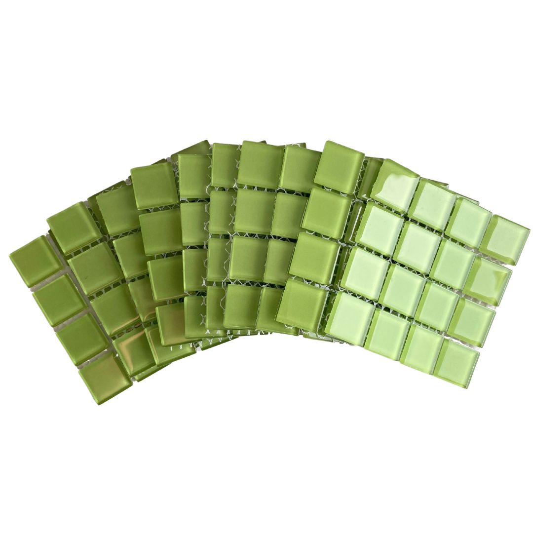 Mosaic Tiles - 10 x sheets of Lime Green Glass 23x23mm