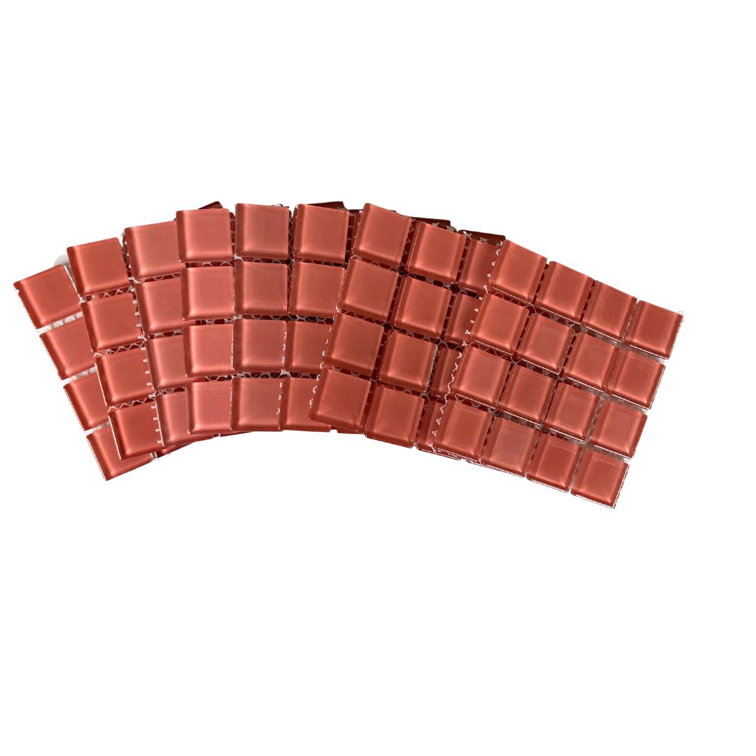 Mosaic Tiles - 10 x sheets of Dusty Pink Glass 23x23mm (small tiles for crafting)