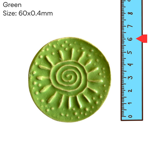 Round Textured Tile - Green (60mm)