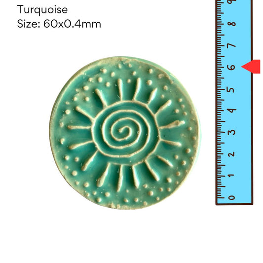 Round Textured Tile - Turquoise (60mm)