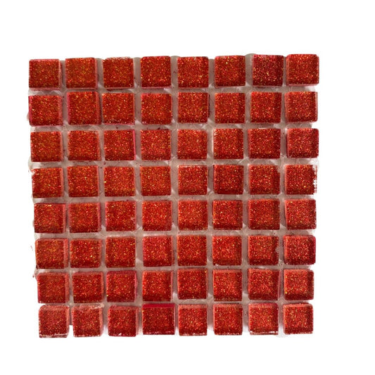 Mosaic Tiles - Single Sheet Red Glitter 10 x10mm