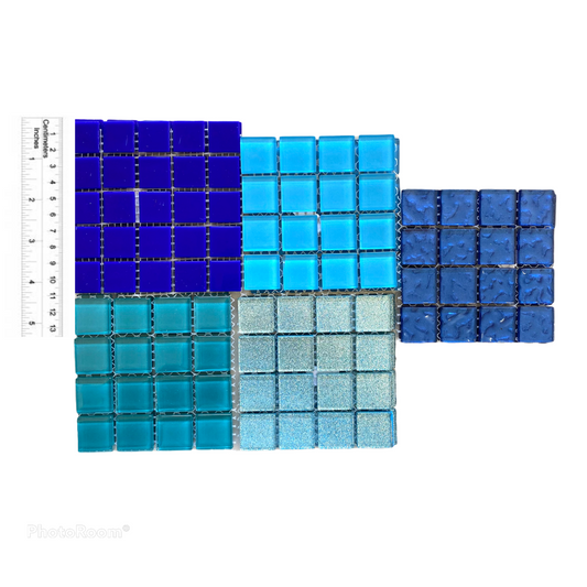 Mosaic Tiles - 10 x sheets of  Blue and Turquoise