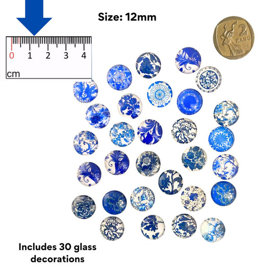 Blue glass decorations (12mm)