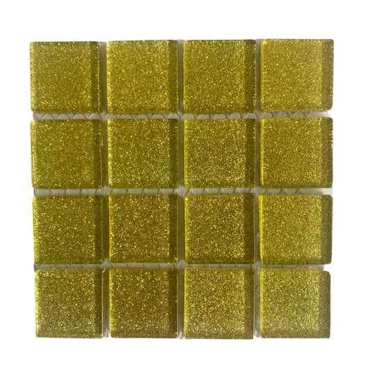 Mosaic Tiles -  Single Sheet Summer Sun Gold Glitter 23x23mm