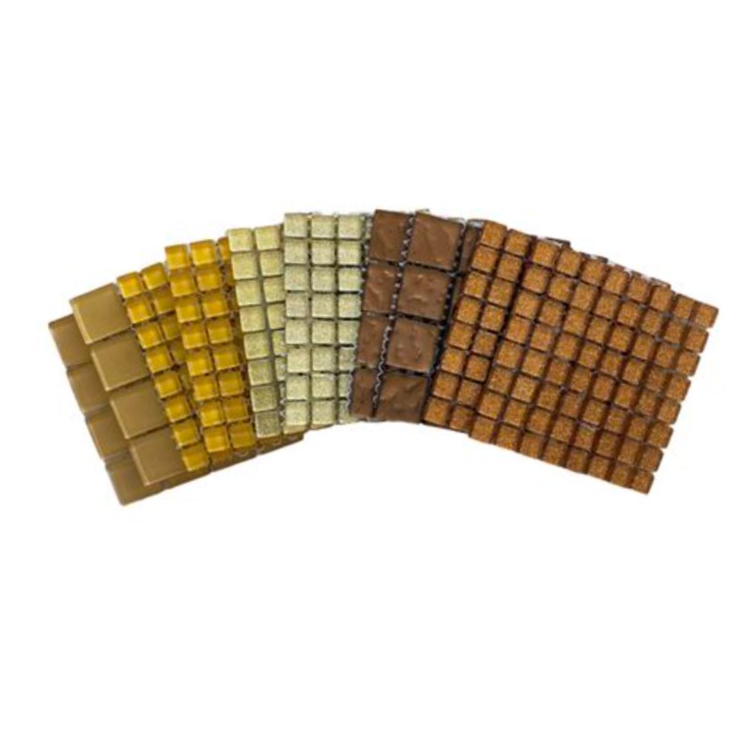 Mosaic Tiles - 10 x sheets of  Brown, Gold, Yellow and Cream