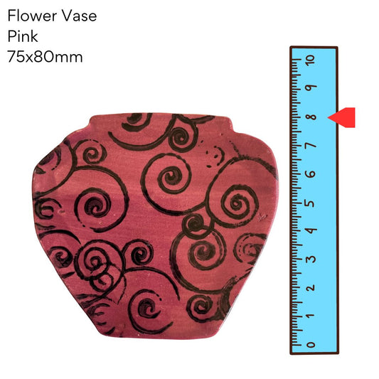 Flower Vase Pink Swirl - pottery (75x80mm)