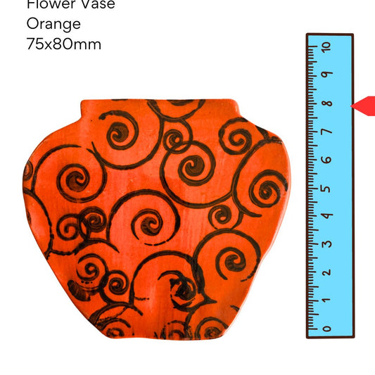 Flower Vase Orange Swirl - pottery (75x80mm)