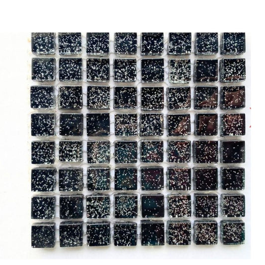 Mosaic Tiles - Single Sheet Black Glitter 10x10mm