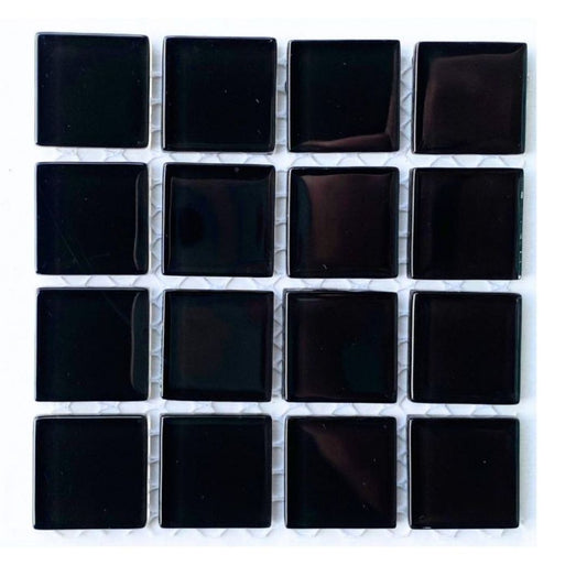 Mosaic Tiles - Single Sheet Black Glass 23x23mm