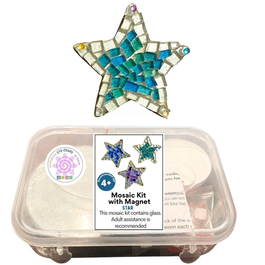 Mosaic Craft Kit with Magnet - Turquoise Star  (Small)