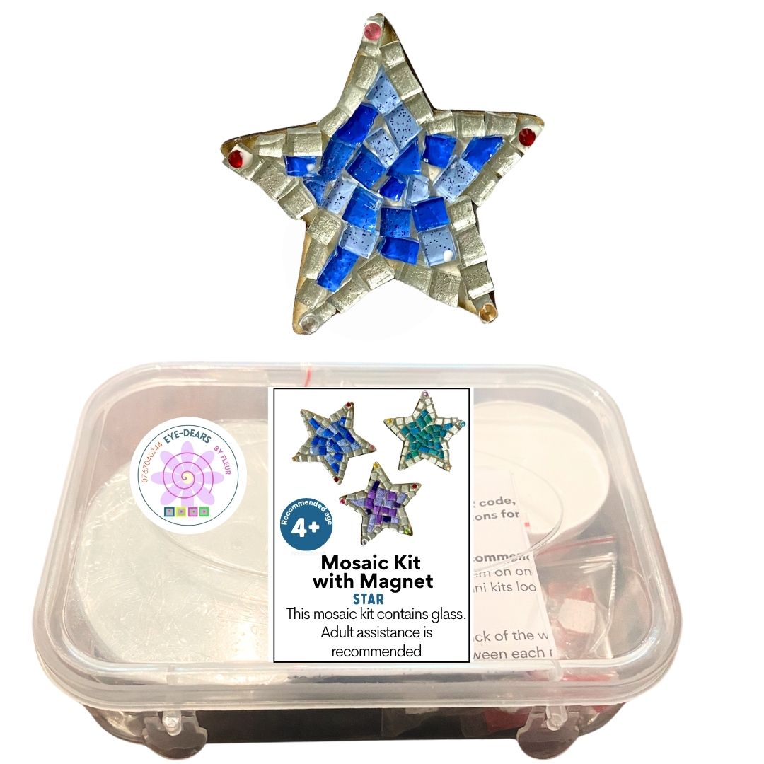 Mosaic Craft Kit with Magnet - Blue Star (Small)