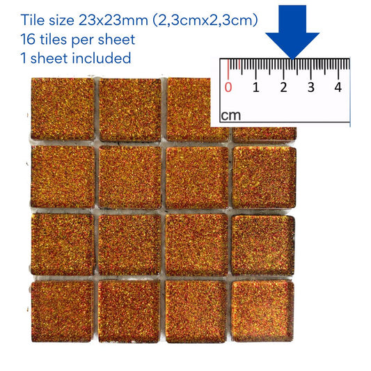 Mosaic Tiles - Single Sheet Orange glitter 23x23mm