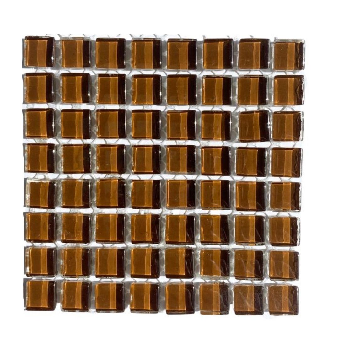 Mosaic Tiles - Single Sheet Brown Glass 10x10mm