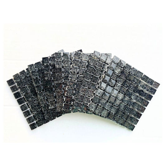 Mosaic Tiles - 10 x sheets of Black Glitter 10x10mm