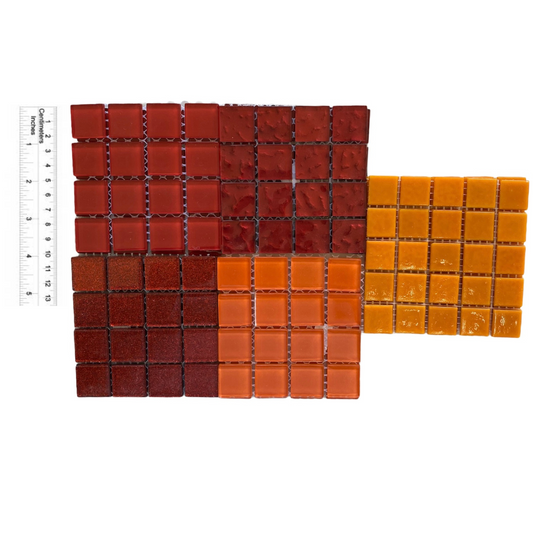 Mosaic Tiles - 10 x sheets of Red and Orange