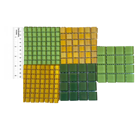 Mosaic Tiles - 10 x sheets of Green and Yellow