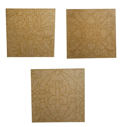 Wooden boards with design for mosaics and crafting (set of 3)