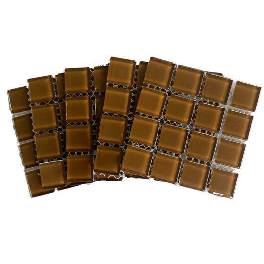 Mosaic Tiles - 10 x sheets of Chestnut Brown Glass 23x23mm