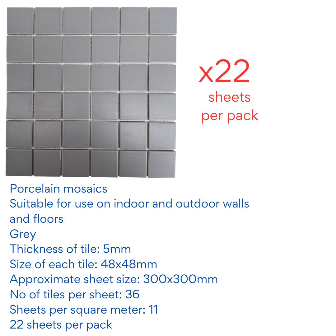 Decor Tiles -Glazed Mosaic Dove Grey