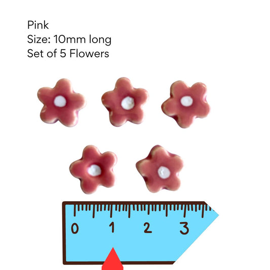 Flower 2 - set of 5 pottery flowers(10mm)