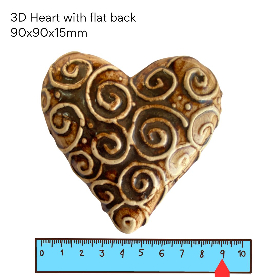 Heart 3D Neutral Pottery (90x90x15mm)