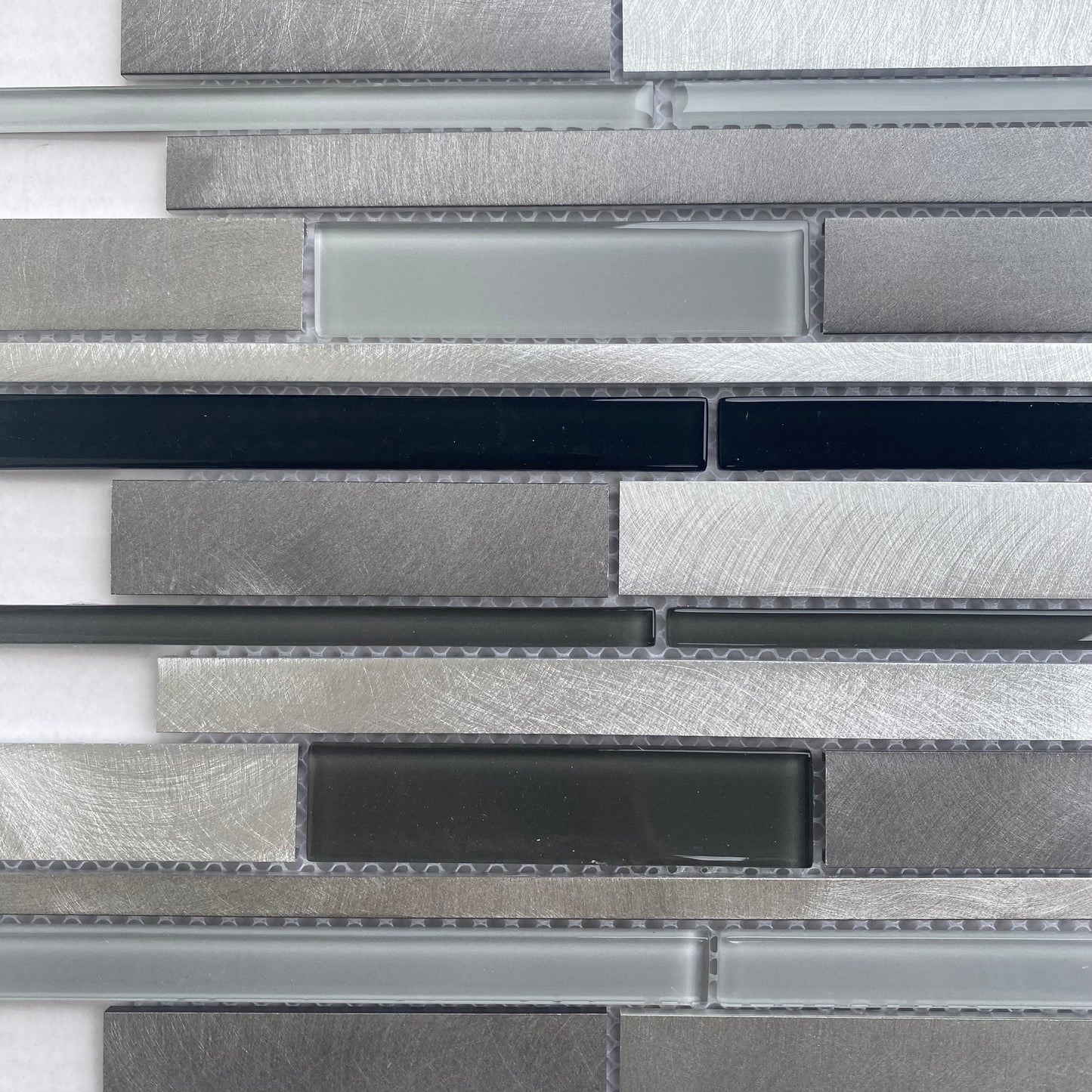 Decor Tiles -Glass and Aluminium Grey Mix