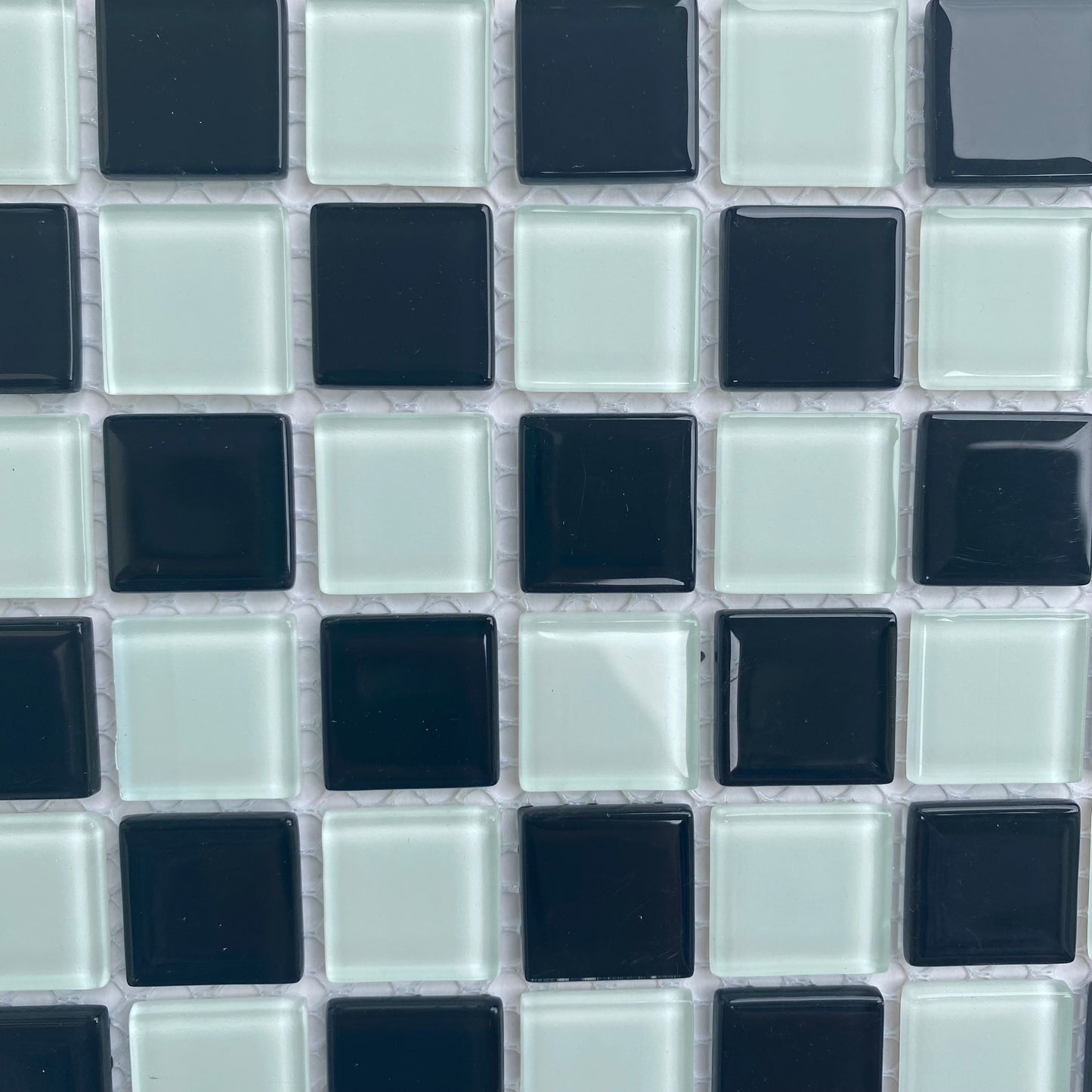 Decor Tiles -Black and White Checkered Glass