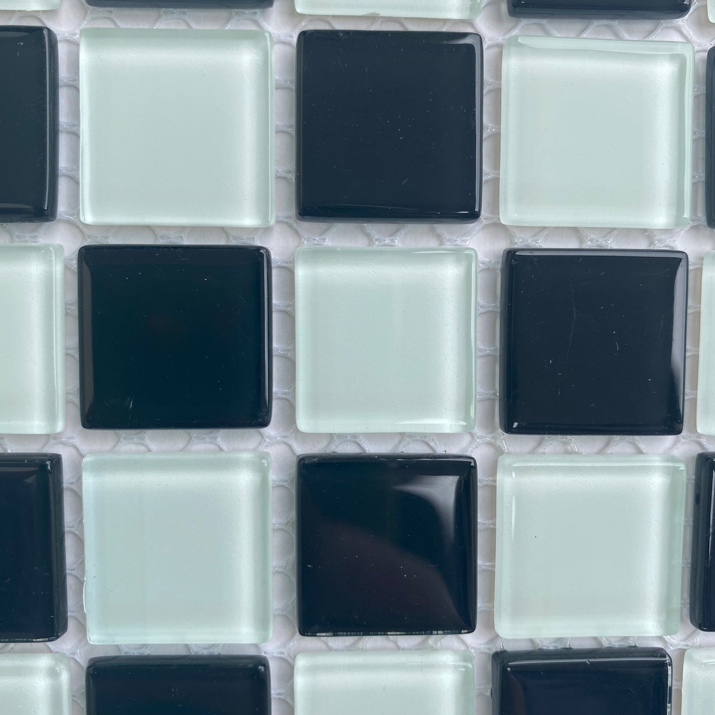 Decor Tiles -Black and White Checkered Glass