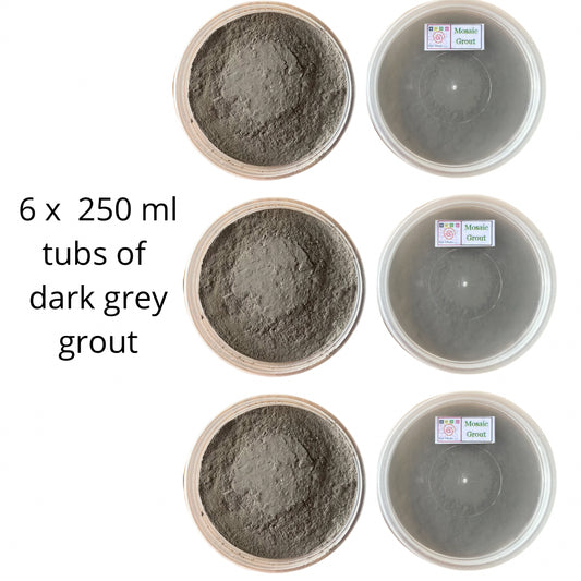 Mosaic Grout - 6 x 250ml Dark Grey Grout