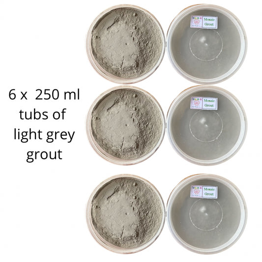 Mosaic Grout - 6 x 250ml Light Grey Grout