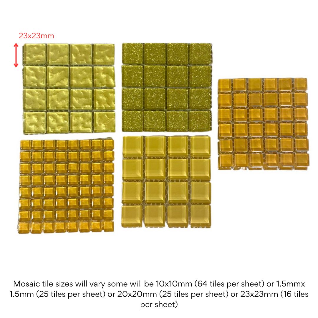 Mosaic Tiles - 10 x sheets of Just Yellow