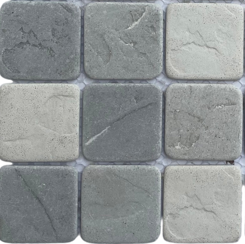 Decor Tiles -Tumbled Resin White and Grey Mix