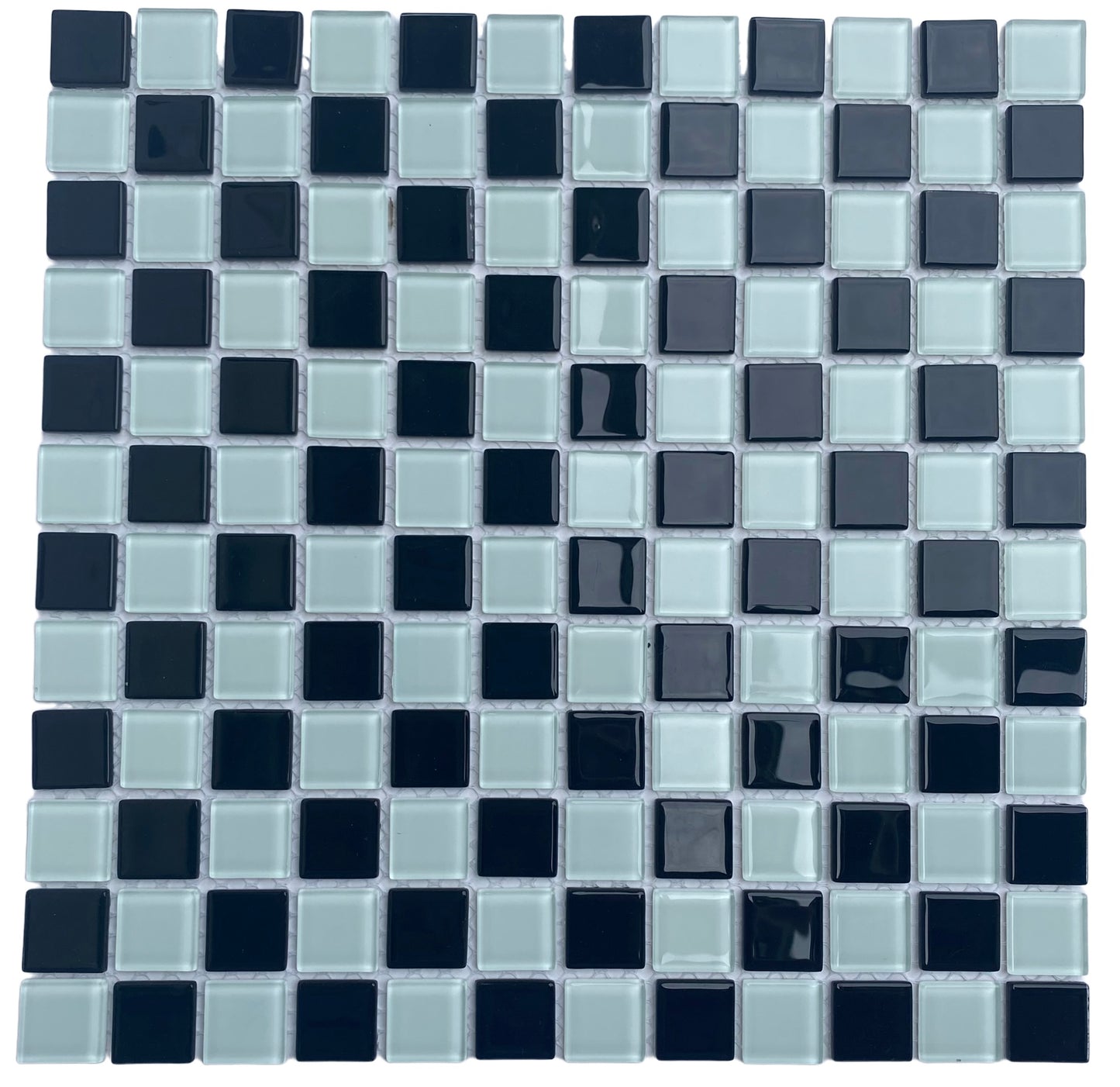 Decor Tiles -Black and White Checkered Glass