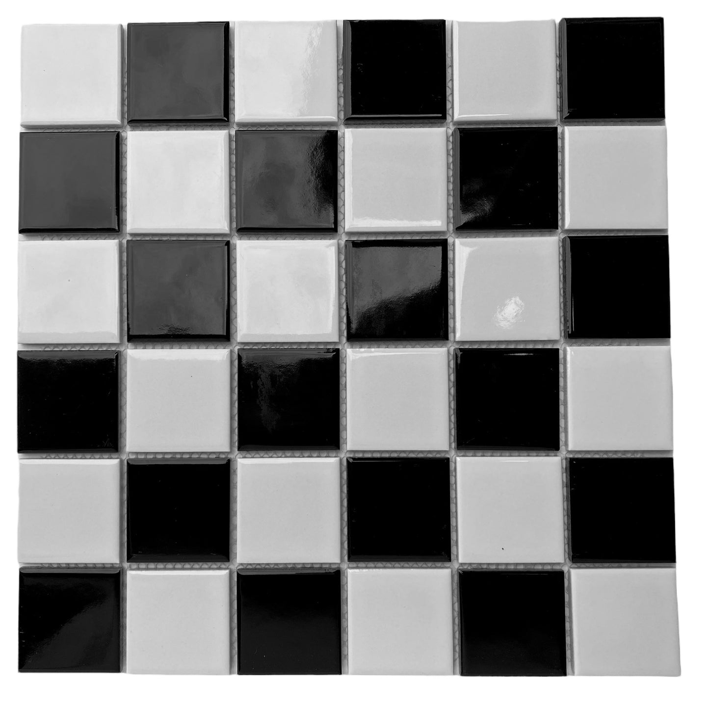 Decor Tiles -Glazed Mosaic Mixed Checker Black and White