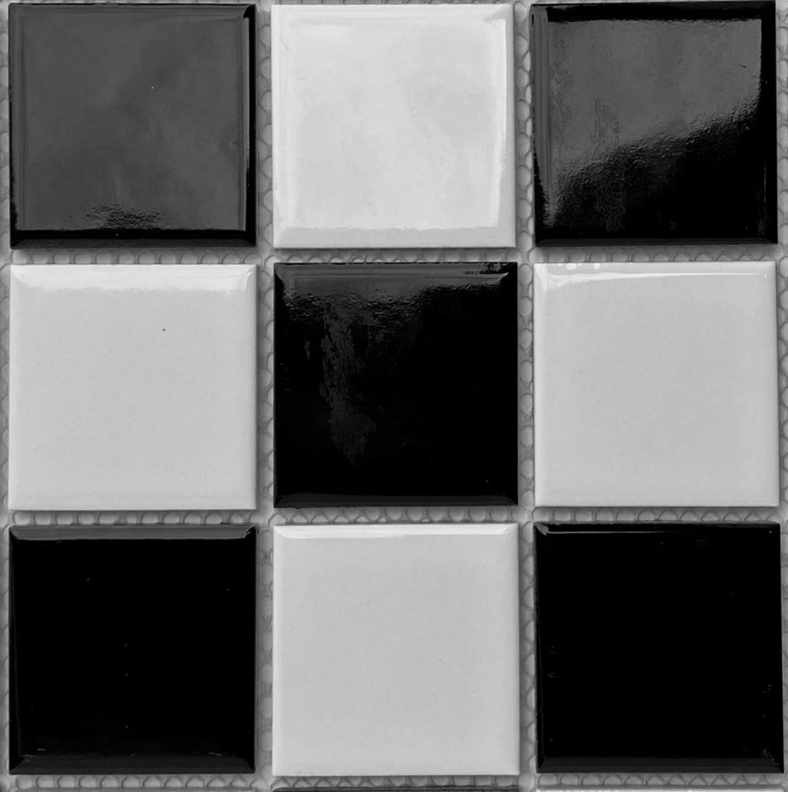 Decor Tiles -Glazed Mosaic Mixed Checker Black and White