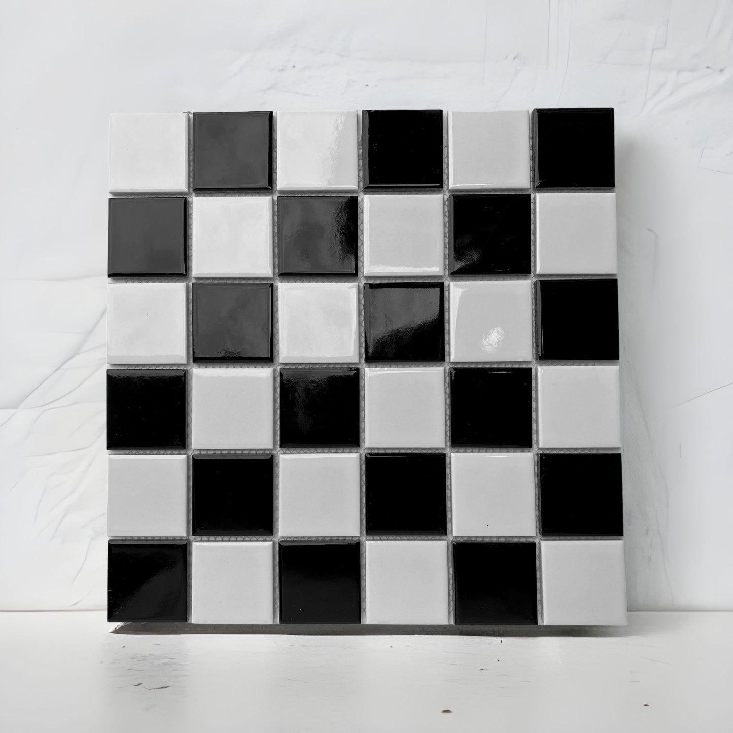 Decor Tiles -Glazed Mosaic Mixed Checker Black and White