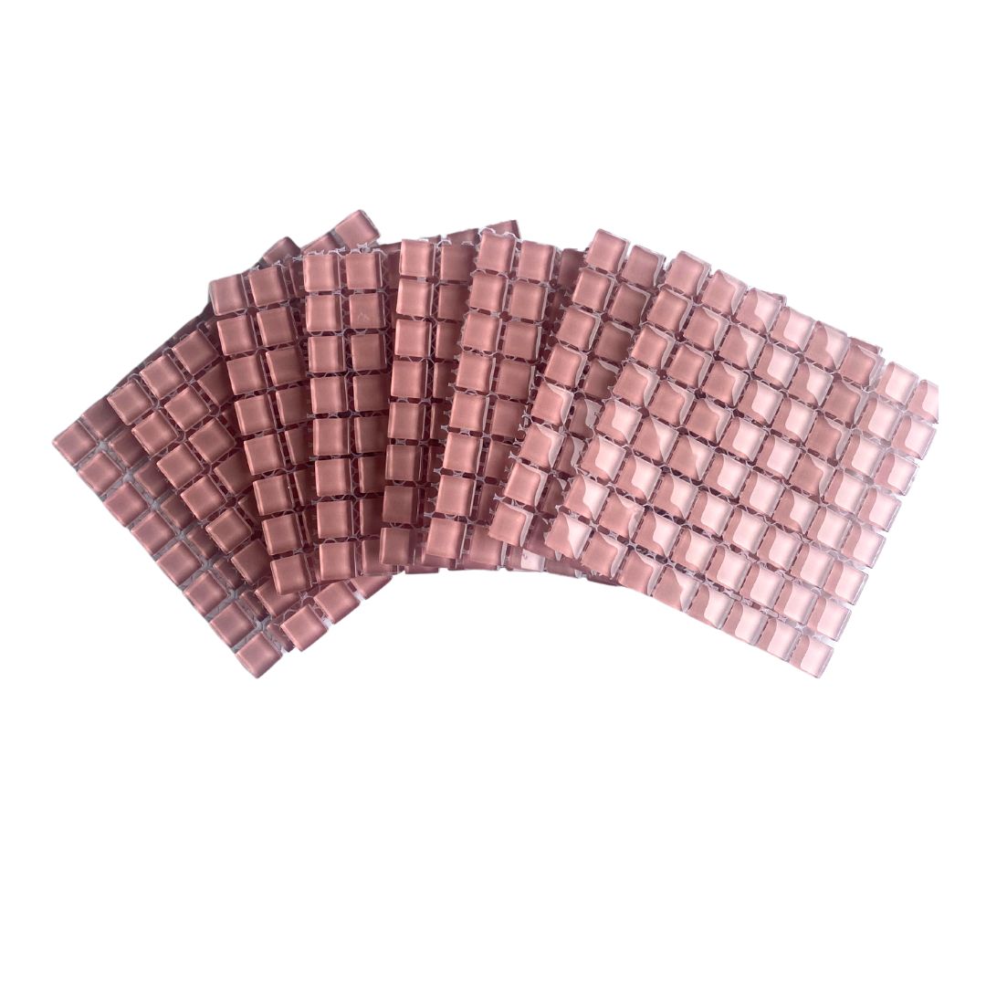 Mosaic Tiles - 10 x sheets of Soft Pink Glass 10x10mm