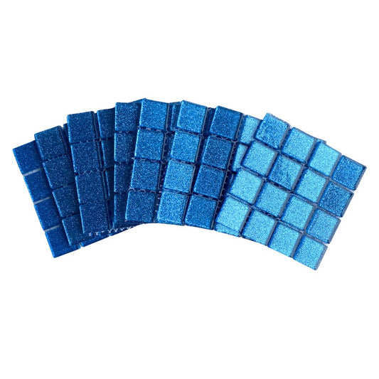 Mosaic Tiles - 10 x sheets of Ocean Turquoise Glitter 23x23mm